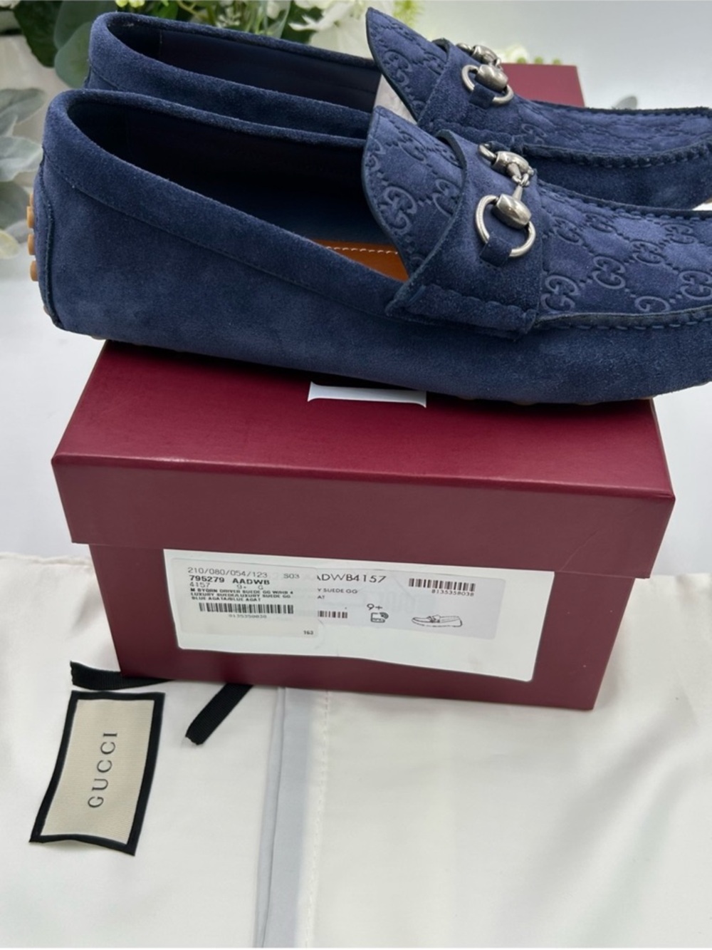 Men’s Gucci GG embossed suede driver loafer size 9.5 it’s 10.5 US made in Italy - Picture 9 of 11